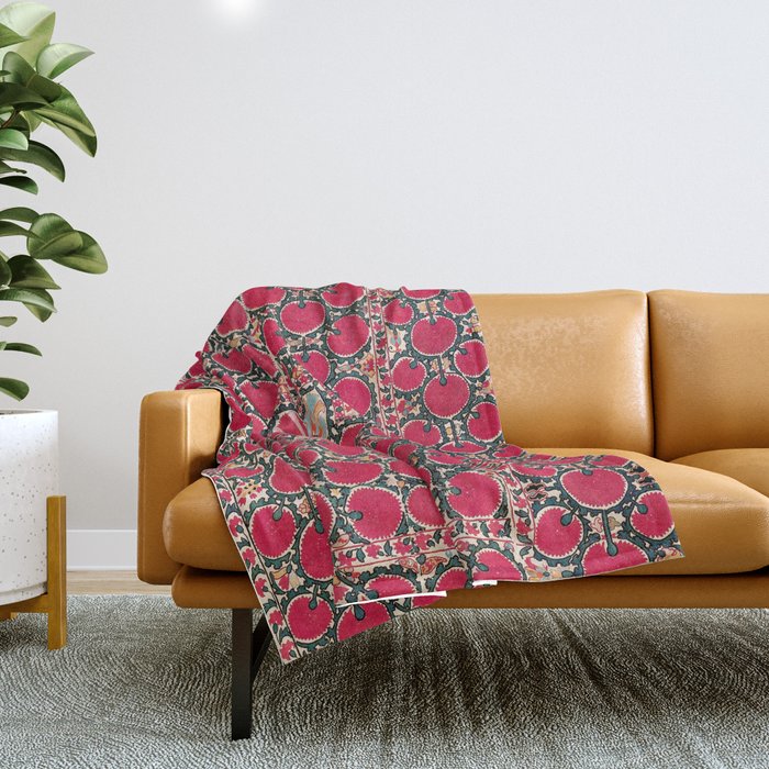 Tashkent Suzani Kokand Uzbekistan Print Throw Blanket Gallery Image 1
