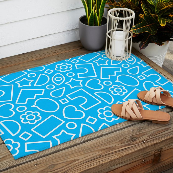 Abstract doodle shape art pattern Outdoor Rug Gallery Image 2