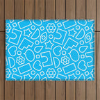 Abstract doodle shape art pattern Outdoor Rug Gallery Image 1