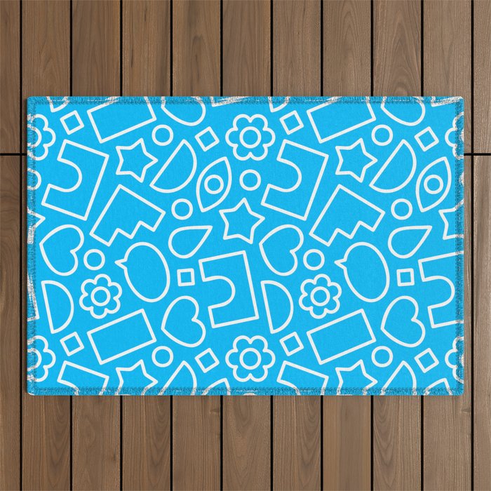 Abstract doodle shape art pattern Outdoor Rug Gallery Image 1