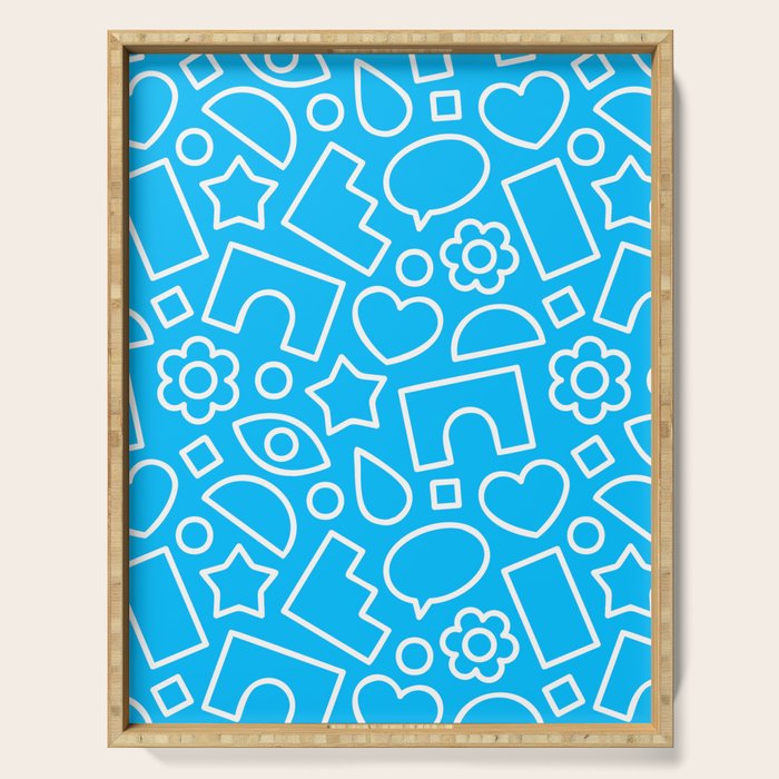 Abstract doodle shape art pattern Serving Tray Gallery Image 1