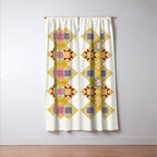 Checkerboard Quilt Shapes - Multicolor Gold Window Curtain Gallery Image 3