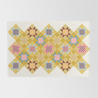 Checkerboard Quilt Shapes - Multicolor Gold Rug Gallery Image 2