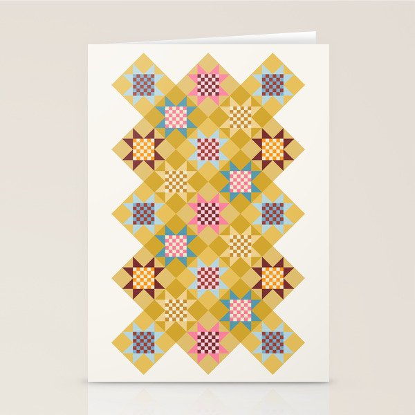 Checkerboard Quilt Shapes - Multicolor Gold Stationery Card Gallery Image 2