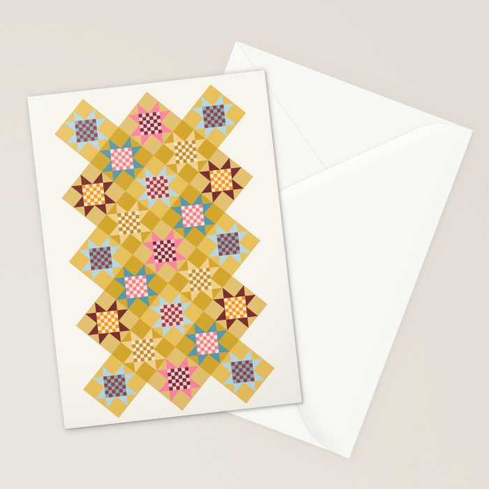 Checkerboard Quilt Shapes - Multicolor Gold Stationery Card Gallery Image 2
