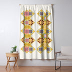 Checkerboard Quilt Shapes - Multicolor Gold Window Curtain Gallery Image 5