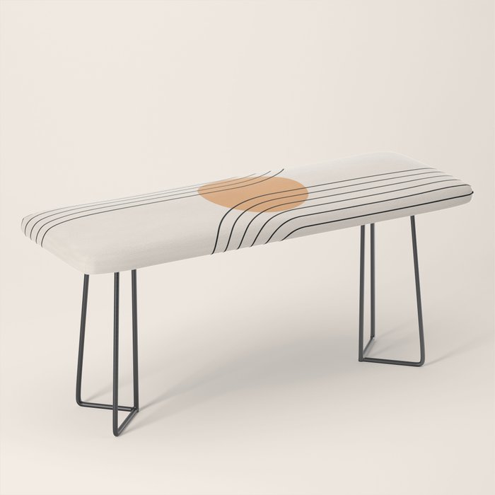 Geometric Lines in Black and Beige 14 (Rainbow and Sun Abstraction) Bench Gallery Image 1