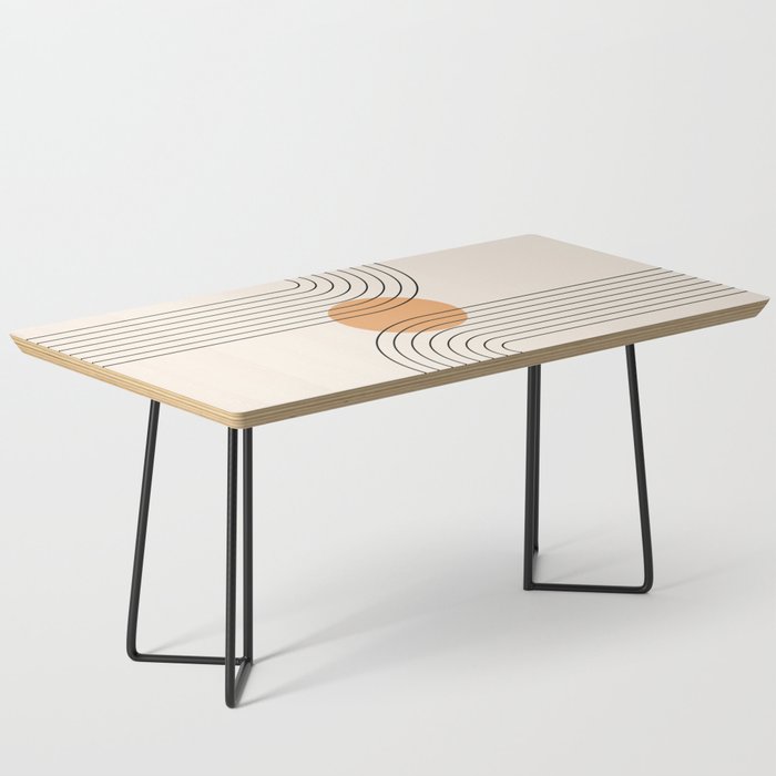 Geometric Lines in Black and Beige 14 (Rainbow and Sun Abstraction) Coffee Table Gallery Image 1