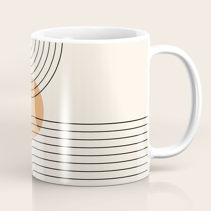 Geometric Lines in Black and Beige 14 (Rainbow and Sun Abstraction) Coffee Mug Gallery Image 1