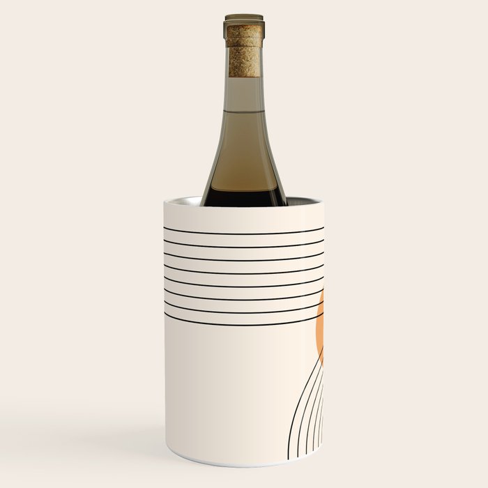 Geometric Lines in Black and Beige 14 (Rainbow and Sun Abstraction) Wine Chiller Gallery Image 2