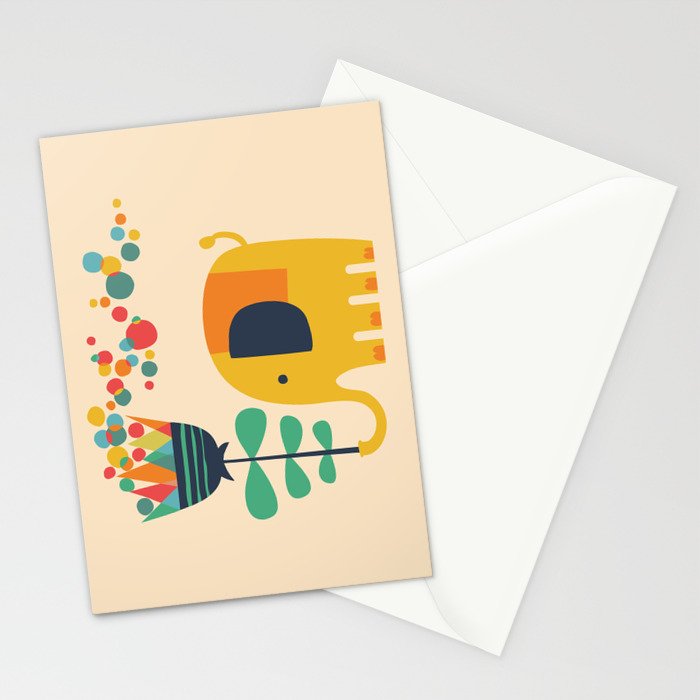 Elephant with giant flower Stationery Card Gallery Image 2