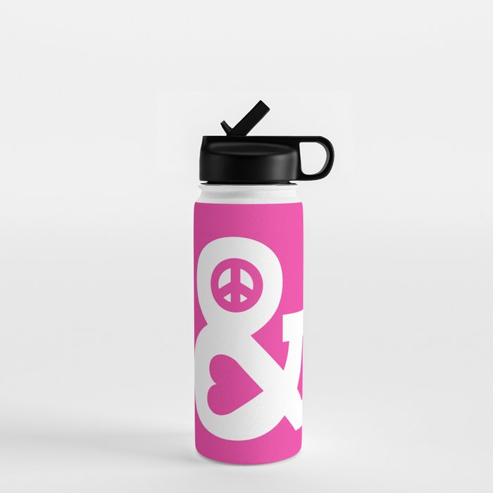 Peace and Love (pink edition) Water Bottle Gallery Image 1