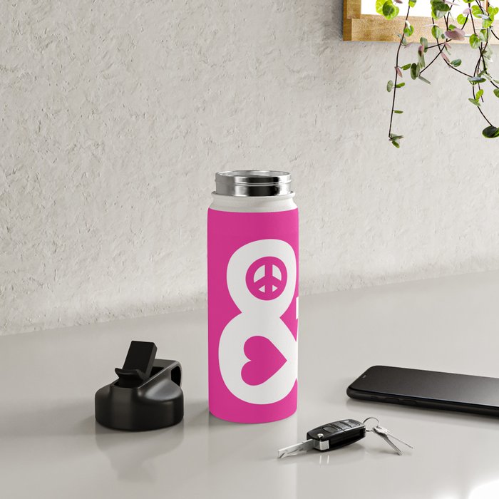 Peace and Love (pink edition) Water Bottle Gallery Image 4