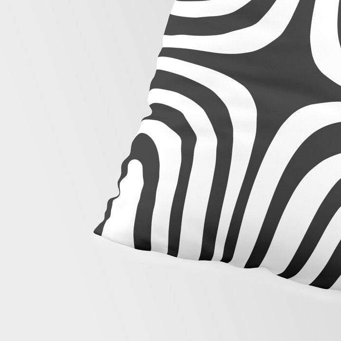 Midcentury Modern Confaab Abstract Pattern in Black and White Pillow Sham Gallery Image 4