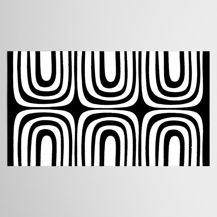 Midcentury Modern Confaab Abstract Pattern in Black and White Tablecloth Gallery Image 2