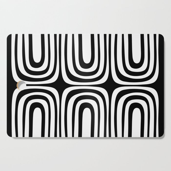 Midcentury Modern Confaab Abstract Pattern in Black and White Cutting Board Gallery Image 1