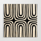 Midcentury Modern Confaab Abstract Pattern in Black and White Wood Wall Art Gallery Image 1