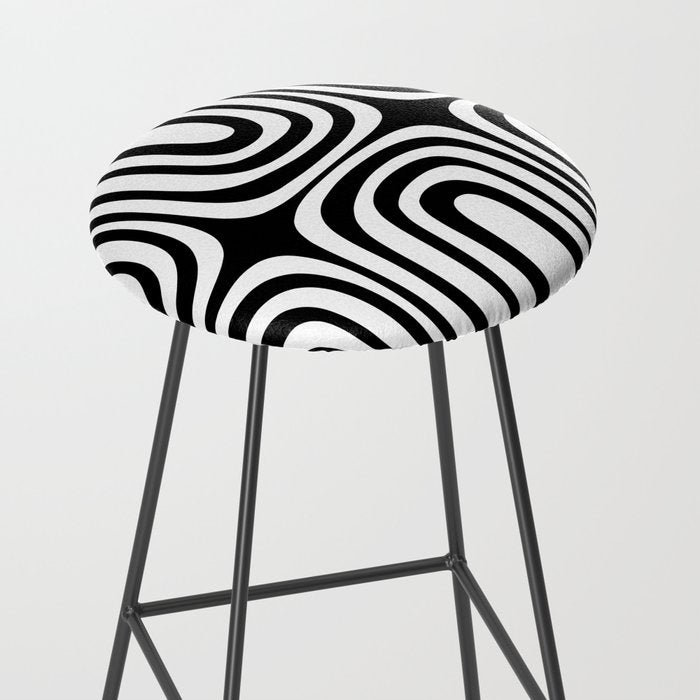 Midcentury Modern Confaab Abstract Pattern in Black and White Stool Gallery Image 2