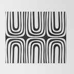 Midcentury Modern Confaab Abstract Pattern in Black and White Throw Blanket Gallery Image 2
