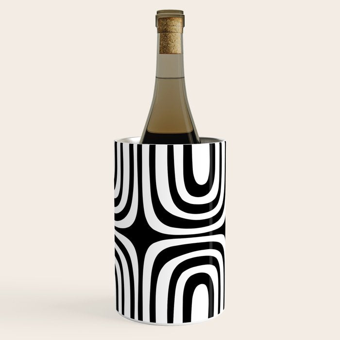 Midcentury Modern Confaab Abstract Pattern in Black and White Wine Chiller Gallery Image 3
