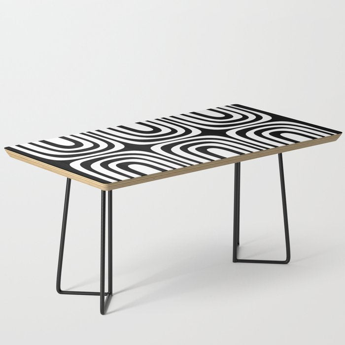 Midcentury Modern Confaab Abstract Pattern in Black and White Coffee Table Gallery Image 1