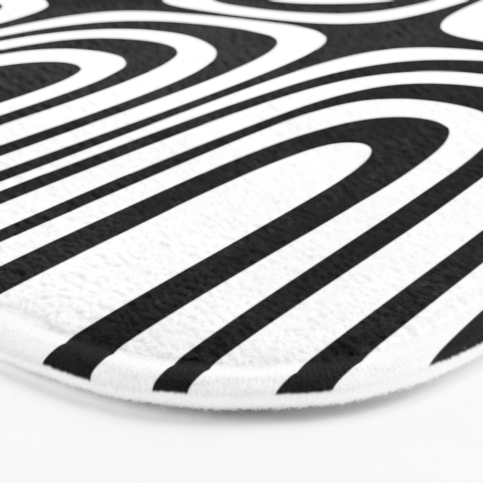 Midcentury Modern Confaab Abstract Pattern in Black and White Bath Mat Gallery Image 3