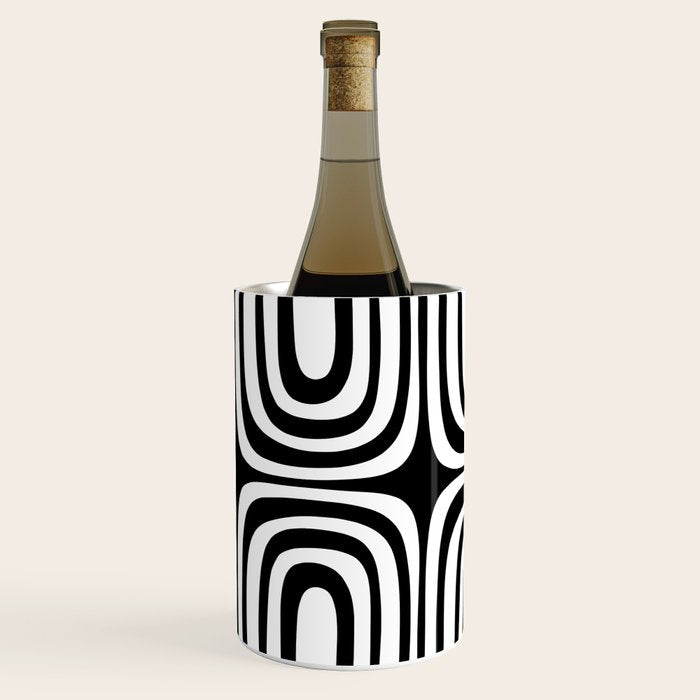 Midcentury Modern Confaab Abstract Pattern in Black and White Wine Chiller Gallery Image 2