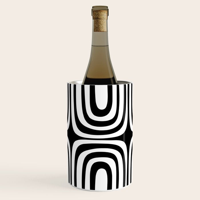 Midcentury Modern Confaab Abstract Pattern in Black and White Wine Chiller Gallery Image 1