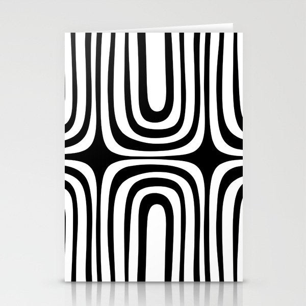 Midcentury Modern Confaab Abstract Pattern in Black and White Stationery Card Gallery Image 2