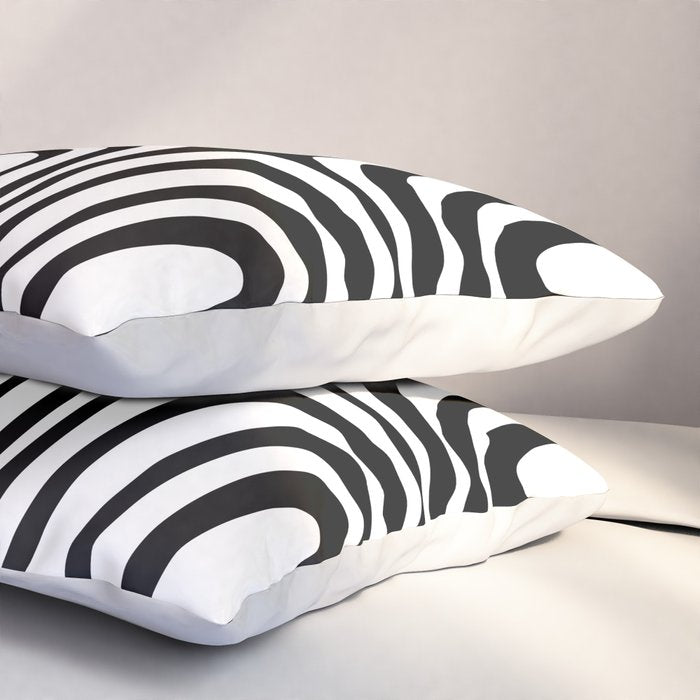 Midcentury Modern Confaab Abstract Pattern in Black and White Pillow Sham Gallery Image 3