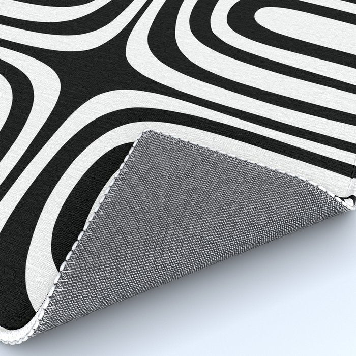 Midcentury Modern Confaab Abstract Pattern in Black and White Rug Gallery Image 4