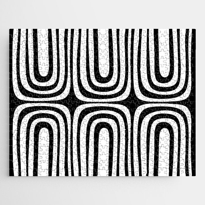 Midcentury Modern Confaab Abstract Pattern in Black and White Jigsaw Puzzle Gallery Image 1