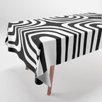 Midcentury Modern Confaab Abstract Pattern in Black and White Tablecloth Gallery Image 1