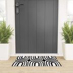 Midcentury Modern Confaab Abstract Pattern in Black and White Welcome Mat Gallery Image 3