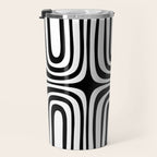 Midcentury Modern Confaab Abstract Pattern in Black and White Travel Mug Gallery Image 3