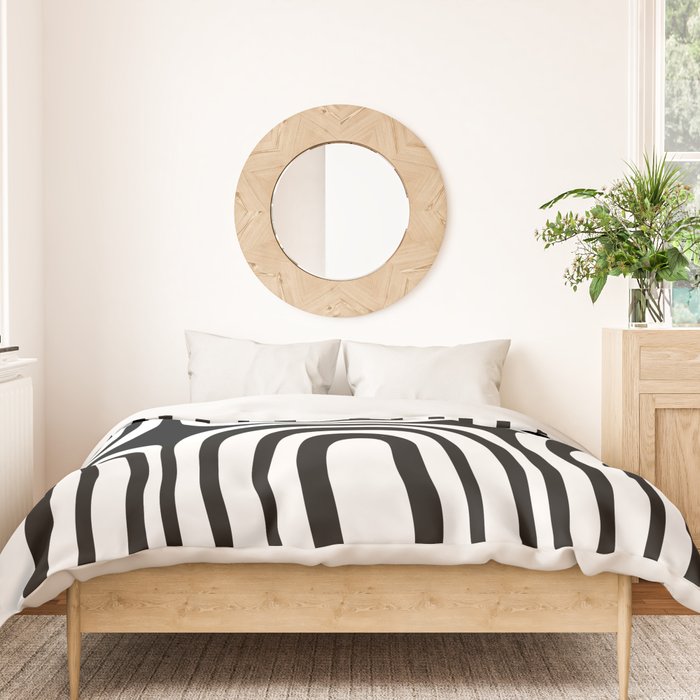 Midcentury Modern Confaab Abstract Pattern in Black and White Duvet Cover Gallery Image 3