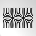 Midcentury Modern Confaab Abstract Pattern in Black and White Welcome Mat Gallery Image 1