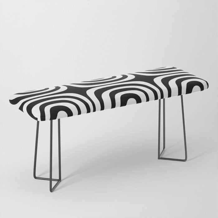 Midcentury Modern Confaab Abstract Pattern in Black and White Bench Gallery Image 1