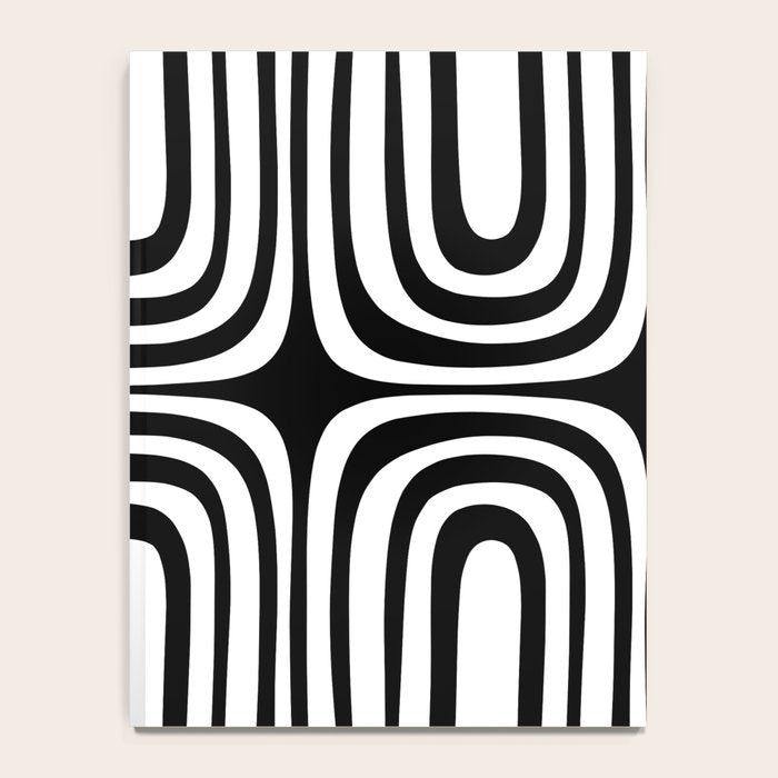Midcentury Modern Confaab Abstract Pattern in Black and White Notebook Gallery Image 4
