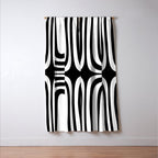 Midcentury Modern Confaab Abstract Pattern in Black and White Window Curtain Gallery Image 3
