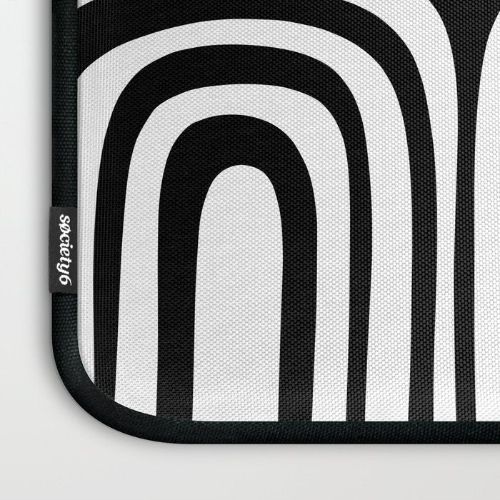 Midcentury Modern Confaab Abstract Pattern in Black and White Laptop Sleeve Gallery Image 3