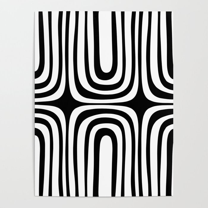 Midcentury Modern Confaab Abstract Pattern in Black and White Poster Gallery Image 4