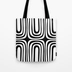 Midcentury Modern Confaab Abstract Pattern in Black and White Tote Bag Gallery Image 1