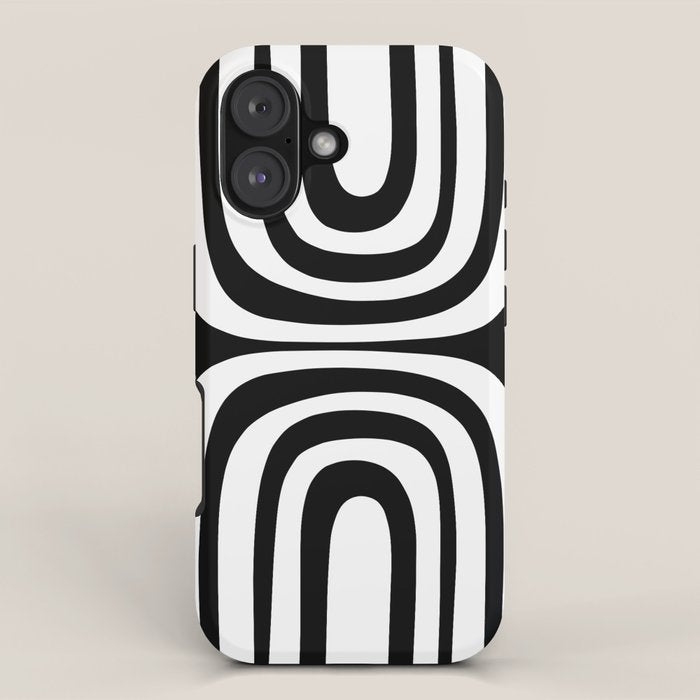 Midcentury Modern Confaab Abstract Pattern in Black and White iPhone Case Gallery Image 1