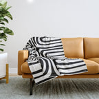 Midcentury Modern Confaab Abstract Pattern in Black and White Throw Blanket Gallery Image 1
