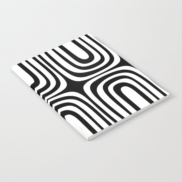 Midcentury Modern Confaab Abstract Pattern in Black and White Notebook Gallery Image 2
