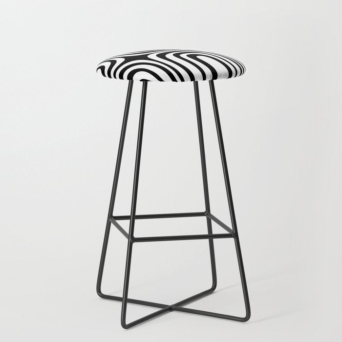 Midcentury Modern Confaab Abstract Pattern in Black and White Stool Gallery Image 1