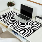 Midcentury Modern Confaab Abstract Pattern in Black and White Desk Mat Gallery Image 2