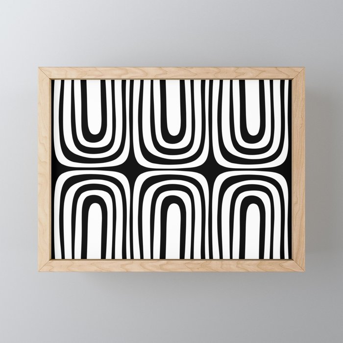 Midcentury Modern Confaab Abstract Pattern in Black and White Mini Art Print Gallery Image 1