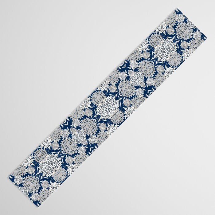 Leaves and Blooms, Blue and Gray Table Runner Gallery Image 3